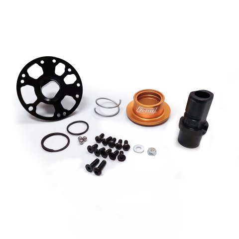 Steering Wheel Quick Release - 360 Degree Release - Weld-On - Aluminum Black / Orange Anodized - 5 / 6-Bolt Steering Wheel - Kit