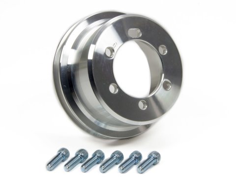 Crankshaft Pulley - Performance Ratio - V-Belt - 1 Groove - 5.25 in Diameter - Hardware Included - Aluminum - Clear Powder Coat - Mopar V8 - Each