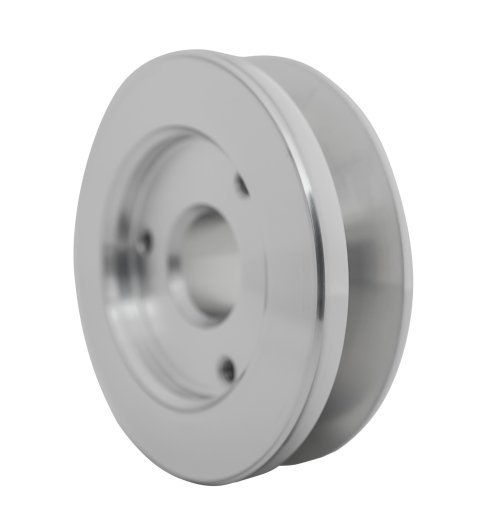 Alternator Pulley - V-Belt - 1 Groove - 2.688 in Diameter - 0.667 in Shaft - Hardware / Nose Included - Aluminum - Clear Powder Coat - Universal - Kit
