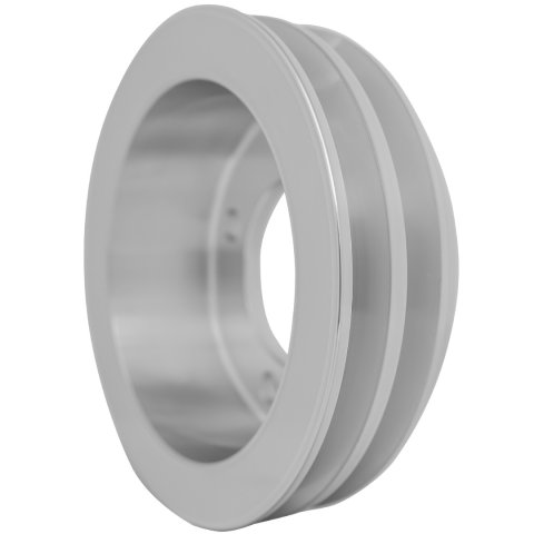 Crankshaft Pulley - V-Belt - 2 Groove - 5.75 in Diameter - Hardware Included - Aluminum - Clear Powder Coat - Small Block Ford 1965-69 - Each