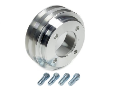 Crankshaft Pulley - V-Belt - 2 Groove - 5.5 in Diameter - Hardware Included - Aluminum - Clear Powder Coat - Small Block Ford 1969-2014 - Each