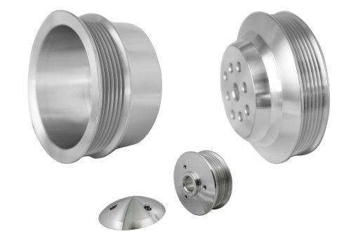 Pulley Kit - Performance Ratio - 6-Rib Serpentine - Aluminum - Clear Powder Coat - Small Block Ford - Kit