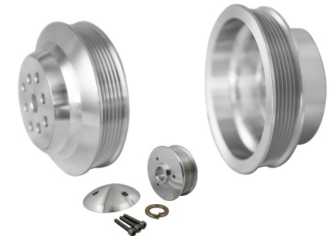 Pulley Kit - High Water Flow Ratio - 6-Rib Serpentine - Aluminum - Clear Powder Coat - Small Block Ford - Kit