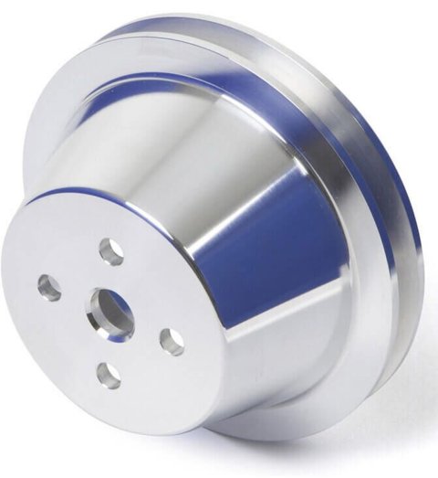 Water Pump Pulley - Performance Ratio - V-Belt - 1 Groove - 6.75 in Diameter - Aluminum - Clear Powder Coat - Ford FE-Series - Each
