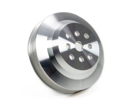Water Pump Pulley - Serpentine - 6-Rib - 5.5 in Diameter - Aluminum - Clear Powder Coat - Small Block Ford - Each