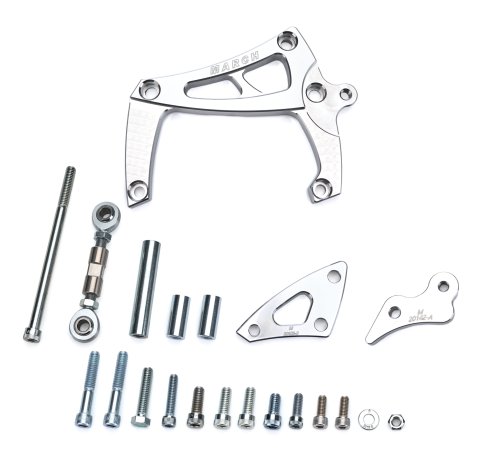 Air Conditioning and Alternator Bracket - Passenger Side - Aluminum - Clear Powder Coat - Long Water Pump - Small Block Chevy - Kit