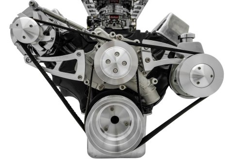 Pulley Kit - Ultra - 6-Rib Serpentine - Aluminum - Clear Powder Coat - Big Block Ford - Kit