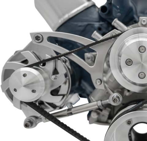 Alternator Bracket - Passenger Side - Mid Mount - Water Pump Mount - Aluminum - Clear Powder Coat - Ford 1G Alternators - Small Block Ford - Kit
