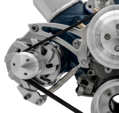 Alternator Bracket - Passenger Side - Mid Mount - Water Pump Mount - Aluminum - Clear Powder Coat - Ford 1G Alternators - Small Block Ford - Kit