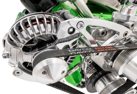 Alternator Bracket - Passenger Side - Mid Mount - Head / Water Pump Mount - Aluminum - Clear Powder Coat - Mopar B-Series - Kit