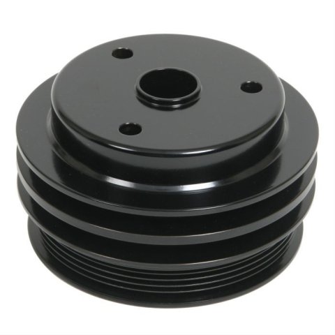 Crankshaft Pulley - 2 Groove / 5-Rib - 5.5 in Diameter - Aluminum - Black Powder Coat - Short Water Pump - Small Block Chevy - Each