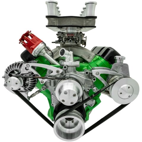 Pulley Kit - Deluxe Style - 6-Rib Serpentine - Aluminum - Clear Powder Coat - Mopar RB-Series - Kit