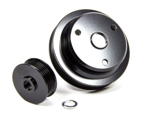 Pulley Kit - Performance Series - 6-Rib Serpentine - Aluminum - Black Powder Coat - Short Water Pump - Small Block Chevy / V6 - Kit