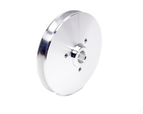 Power Steering Pump Pulley - V-Belt - 1 Groove - Press-On - 5 in Diameter - Aluminum - Clear Powder Coat - Small Block Ford - Canister Pump - Each