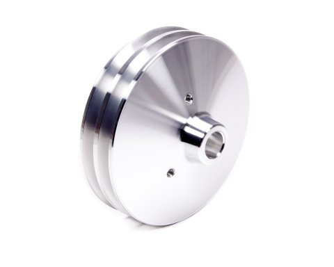 Power Steering Pump Pulley - V-Belt - 2 Groove - Press-On - 5.75 in Diameter - Aluminum - Clear Powder Coat - Long Water Pump - GM Pumps - Each
