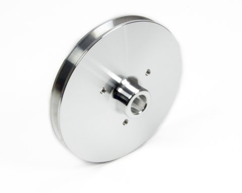 Power Steering Pump Pulley - V-Belt - 1 Groove - Press-On - 6 in Diameter - Aluminum - Clear Powder Coat - Saginaw Pump - Each
