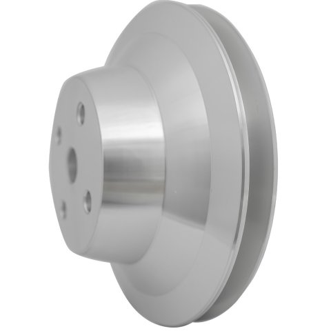 Water Pump Pulley - Performance Ratio - V-Belt - 1 Groove - 6.25 in Diameter - Aluminum - Clear Powder Coat - Long Water Pump - Small Block Chevy - Each