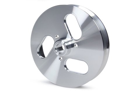 Power Steering Pump Pulley - Serpentine - 6-Rib - Press-On - 6.375 in Diameter - Aluminum - Clear Powder Coat - GM Pumps - Each