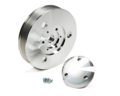 Power Steering Pump Pulley - Serpentine - 6-Rib - Press-On - 5.5 in Diameter - Aluminum - Clear Powder Coat - GM Pumps - Each