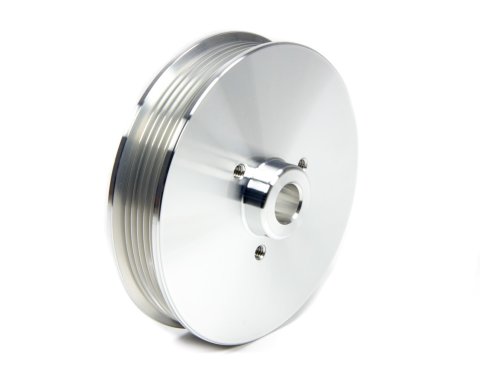 Power Steering Pump Pulley - Serpentine - 6-Rib - Press-On - 5.5 in Diameter - Aluminum - Clear Powder Coat - Small Block Ford - Mustang 1979-93 - Each
