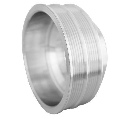 Crankshaft Pulley - High Water Flow Ratio - Serpentine - 6/6-Rib - 7 in Diameter - Hardware Included - Aluminum - Clear Powder Coat - Long Water Pump - Big Block Chevy - Each