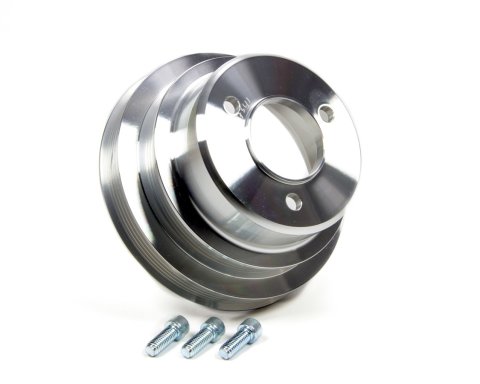 Crankshaft Pulley - Serpentine - 6/6-Rib - 7 in Diameter - Hardware Included - Aluminum - Clear Powder Coat - Long Water Pump - Big Block Chevy - Each