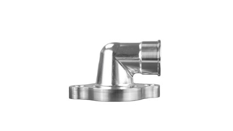 Water Neck - 90 Degree - 1-1/2 in ID Hose Barb - O-Ring / Hardware Included - Aluminum - Clear Anodized - Chevy V8 - Each