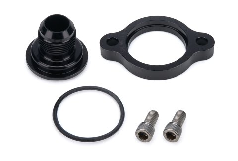 Water Neck - Straight - 16 AN Male - O-Ring / Hardware Included - Aluminum - Black Anodized - Chevy V8 - Each