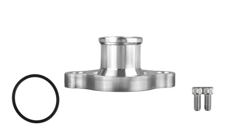 Water Neck - Straight - 1-1/2 in ID Hose Barb - O-Ring / Hardware Included - Aluminum - Clear Anodized - GM LS-Series - Each