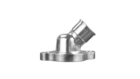 Water Neck - 45 Degree - 1-1/2 in ID Hose Barb - O-Ring / Hardware Included - Aluminum - Clear Anodized - GM LS-Series - Each