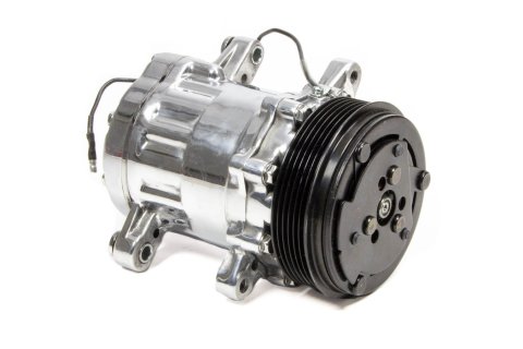 Air Conditioning Compressor - Sanden 7176 Compact - Serpentine Pulley Included - Polished - Universal - Each