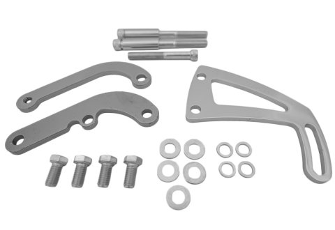 Power Steering Pump Bracket - Driver Side Mount - Steel - Chrome - Saginaw Style Pump - Small Block Chevy - Kit