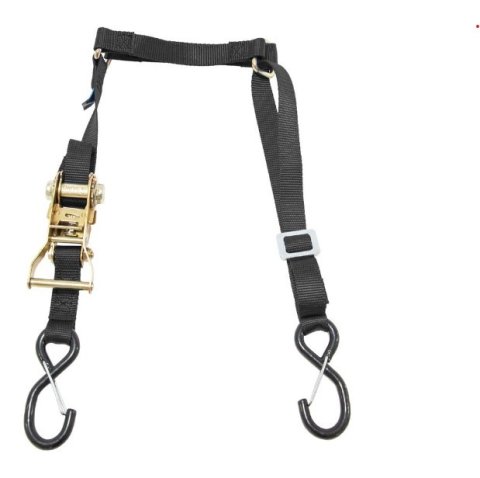 Ratchet Fuel Jug Tie Down - 1 in Wide - 10 ft Long - 2880 lb Capacity - Rubber Coated Flat Snap Hooks - Nylon Webbing - Black - Each