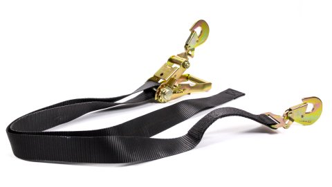Ratchet Tie Down - 2 in Wide - 8 ft Long - 10000 lb Capacity - Direct Snap Hook - Polyester - Black - Each