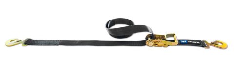 Ratchet Tie Down - 2 in Wide - 8 ft Long - 10000 lb Capacity - Flat Snap Hook - Polyester - Black - Each