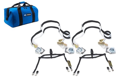 Tie Down Strap Kit - Drag Pack - Two Rear Dragster Nets - Two Front Dragster Nets - 4 Recessed Anchor Plat Assemblies - Gear Bag - Black - Kit