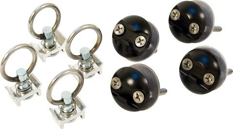 Tie Down Anchor - VersaTie Pack - Four Ring Tie Downs - Four Anchor Plates - 2000 lb Capacity Each - Aluminum / Steel - Black Anodized / Cadmium - Set