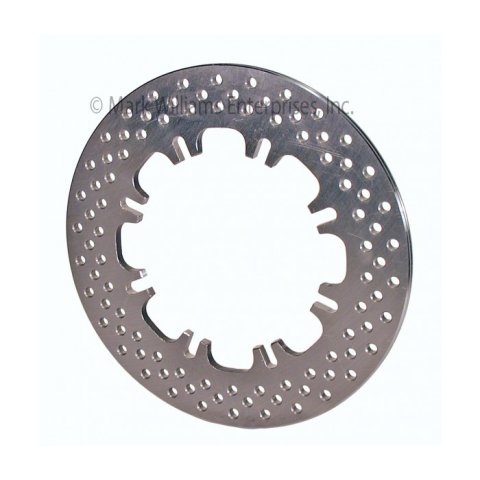 Brake Rotor - Diver / Passenger Side - Drilled - 11.75 in OD - 0.375 in Thick - Wheel Hat Required - Steel - Natural - Each