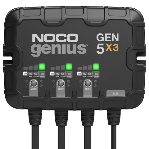 Battery Charger - Genius - AGM / Lithium-ion - 12V - 15 amps - Indicator lights - 3-Bank - Quick Connect Harness - Each