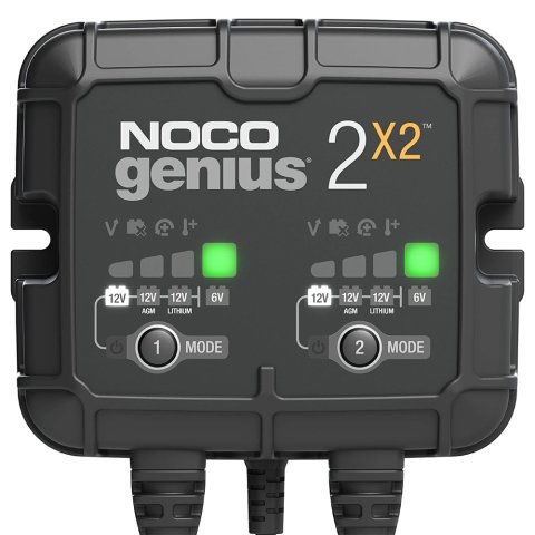 Battery Charger - Genius - AGM / Lithium-ion - 12V - 4 amps - Indicator lights - 2-Bank - Quick Connect Harness - Each