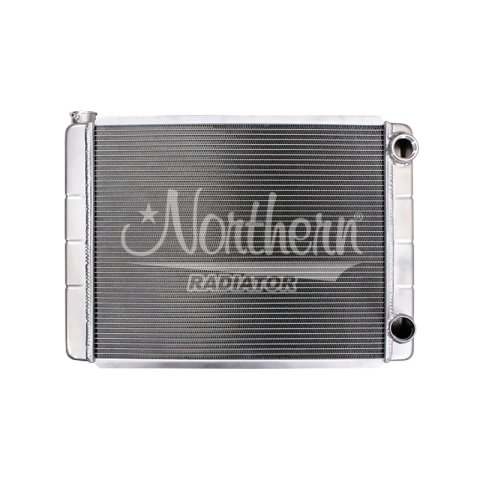 Radiator - Race Pro - 28 in W x 19 in H x 3.125 in D - Dual Pass - Passenger Side Inlet - Passenger Side Outlet - Aluminum - Natural - Each
