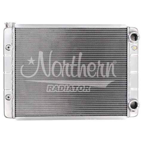 Radiator - Dual Pass - 28 in W x 19 in H x 3.125 in D - Passenger Side Inlet / Outlet - Aluminum - Natural - Automatic - GM - Each