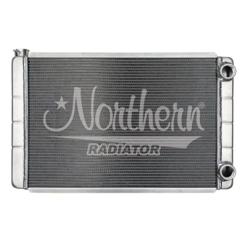 Radiator - Dual Pass - 31 in W x 19 in H x 3.125 in D - Passenger Side Inlet / Outlet - Aluminum - Natural - GM - Each