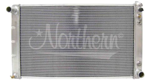 Radiator - 33 in W x 18.375 in H x 3.125 in D - Passenger Side Inlet - Driver Side Outlet - Aluminum - Natural - Automatic - GM 1965-86 - Each