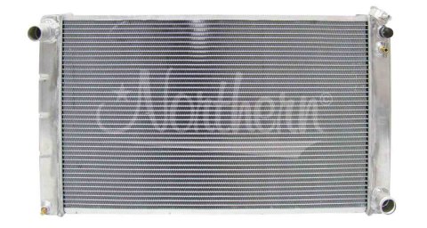 Radiator - 33 in W x 18.375 in H x 3.125 in D - Driver Side Inlet - Passenger Side Outlet - Aluminum - Natural - Manual - GM 1964-98 - Each