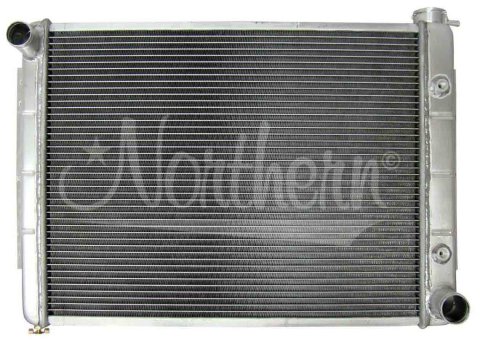 Radiator - 26.25 in W x 18.5 in H x 3.125 in D - Driver Side Inlet - Passenger Side Outlet - Aluminum - Natural - Automatic - GM 1962-70 - Each