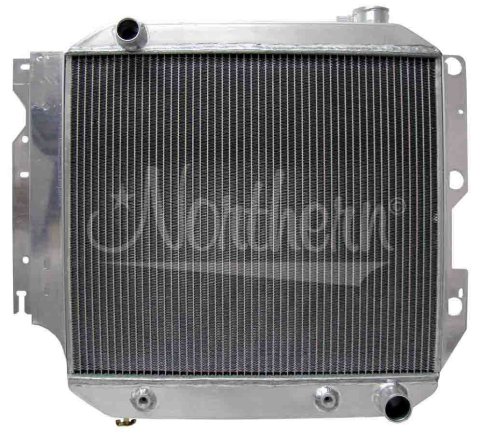 Radiator - 21 in W x 21 in H x 3.125 in D - Passenger Side Inlet - Driver Side Outlet - Aluminum - Natural - V8 Conversion - Jeep Wrangler TJ / YJ 1987-2006 - Each