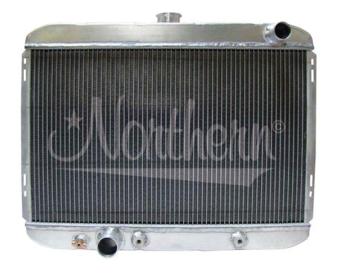 Radiator - 19.875 in W x 25.5 in H x 3.125 in D - Passenger Side Inlet - Driver Side Outlet - Aluminum - Natural - Automatic - Ford Mustang 1967-69 - Each