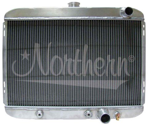 Radiator - 19.875 in W x 25.5 in H x 3.125 in D - Passenger Side Inlet - Passenger Side Outlet - Aluminum - Natural - Automatic - Ford Mustang / Mercury Cougar - Each