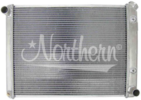 Radiator - 25.875 in W x 18.5 in H x 3.125 in D - Passenger Side Inlet - Driver Side Outlet - Aluminum - Natural - Automatic - LS Conversion - GM F-Body 1967-69 - Each